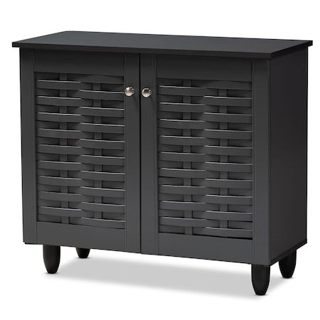 Baxton Studio Winda Dark Gray 2-Door Wooden Entryway Shoe Storage Cabinet 152-9165